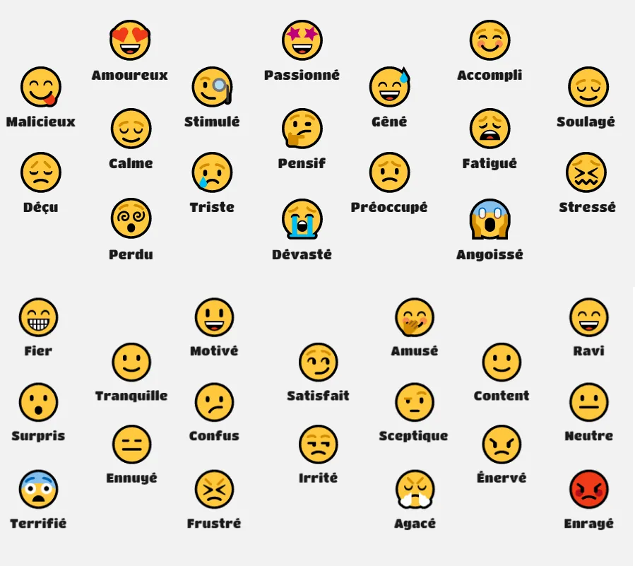 Exemples d'émotions et sentiments pour affiner l'experience map